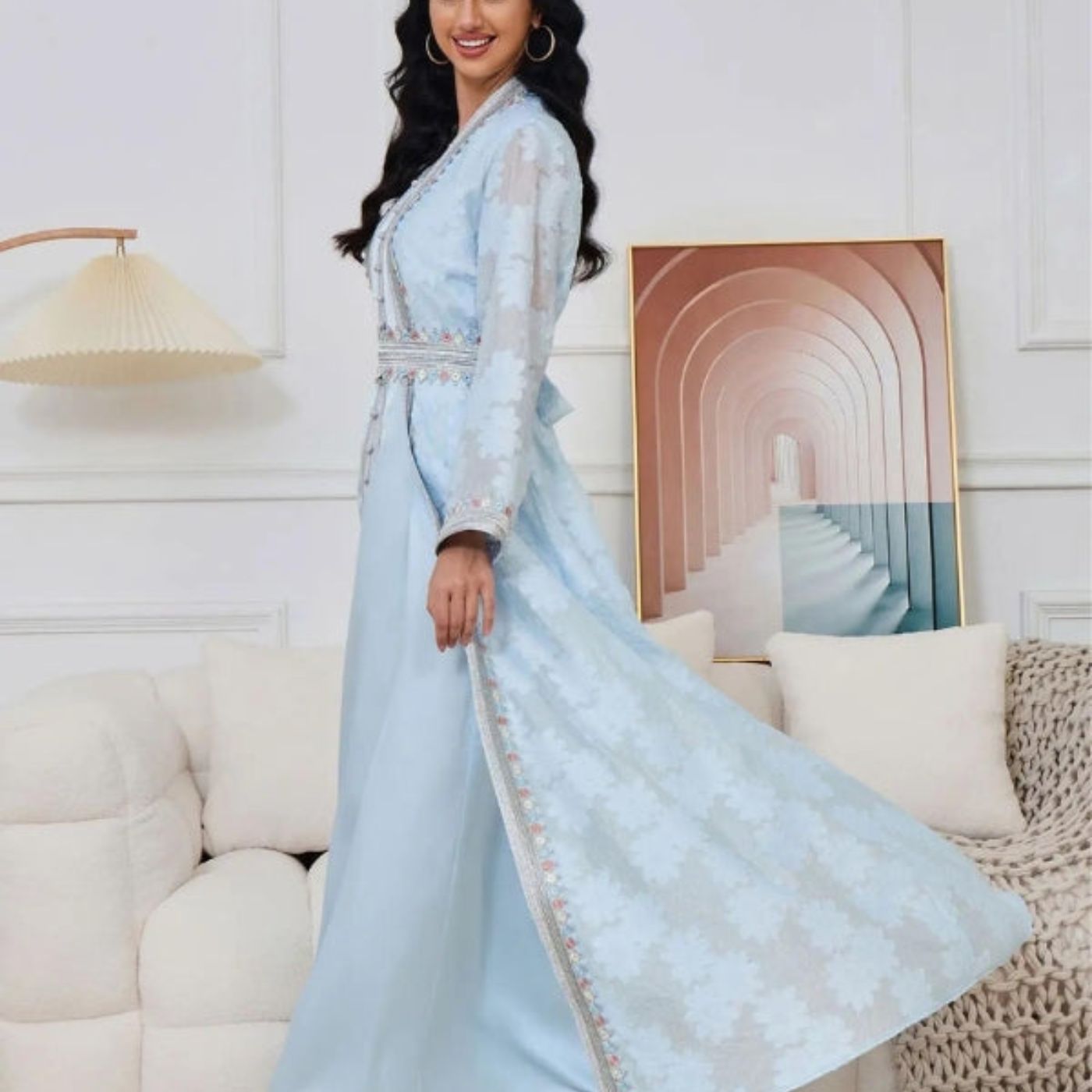 Traditional Moroccan Caftan "Azure Sky"