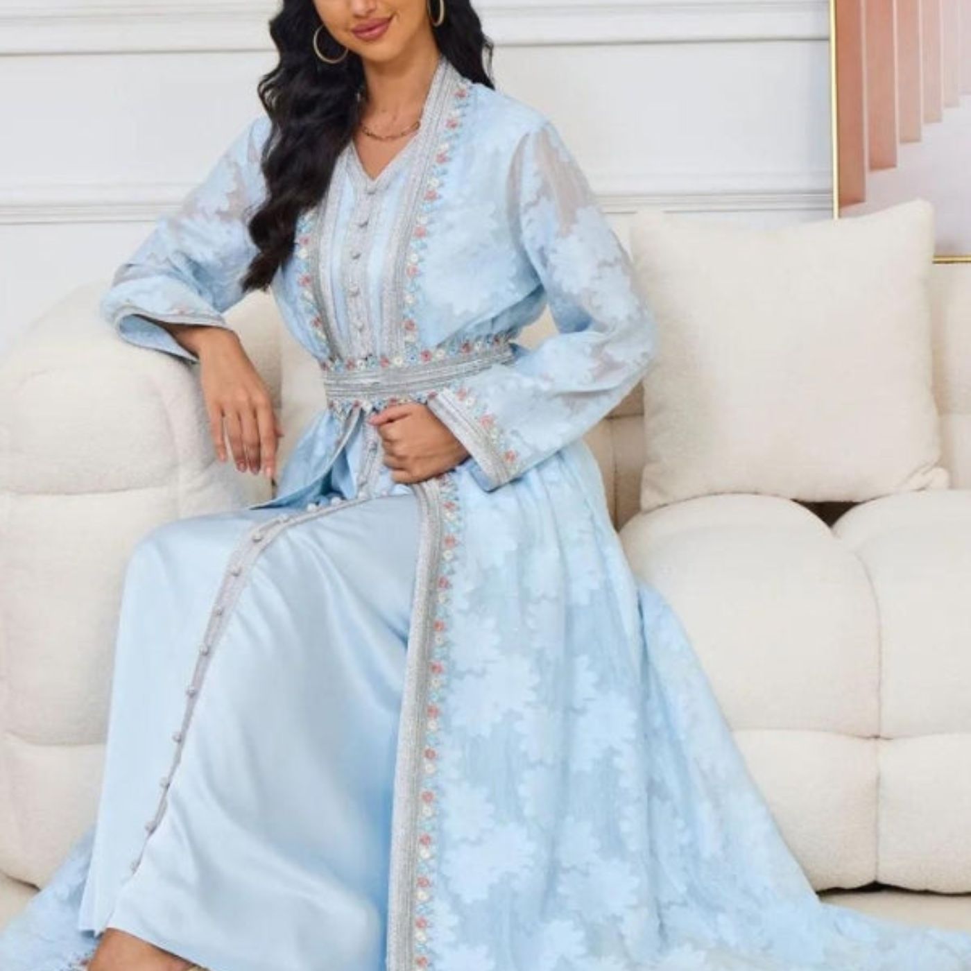 Traditional Moroccan Caftan "Azure Sky"