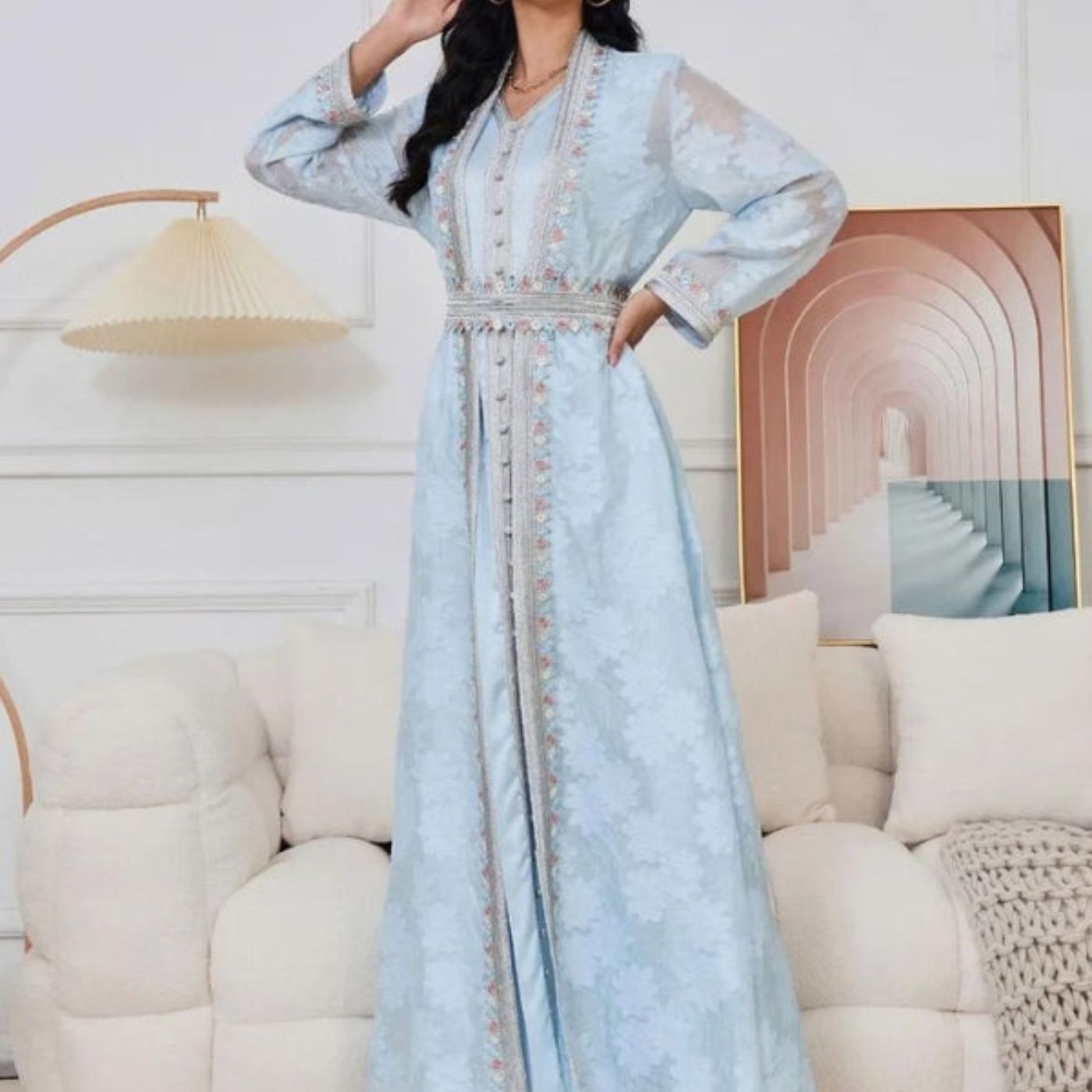 Traditional Moroccan Caftan "Azure Sky"